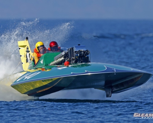 Blue and yellow hydroplane